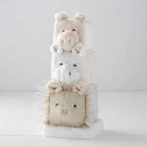 Pottery Barn Kids Plush Critter Animal Cube Stacker Stacking Soft Baby Toy
